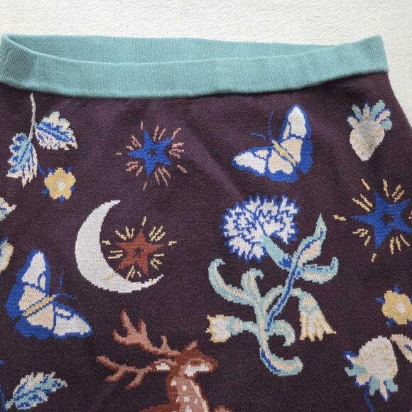 XL Anthropologie forest animal friends slim sweater knit skirt - Picture 4 of 11